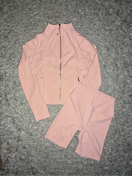 lululemon athletica Jackets & Blazers - Lululemon Strawberry Milk Cropped Nulu Jacket & Shorts Set